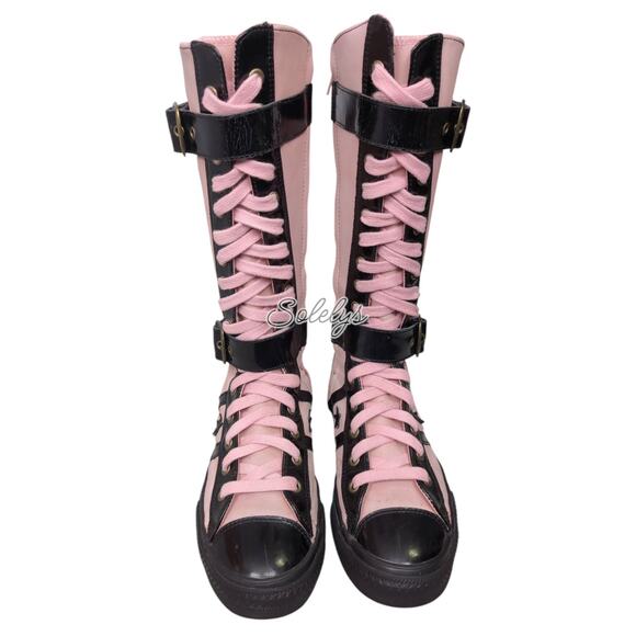 Converse RARE 2005 XXHI Star 70 Peach Blossom Pink Black Buckle Sneaker Boot 11 - Picture 2 of 16